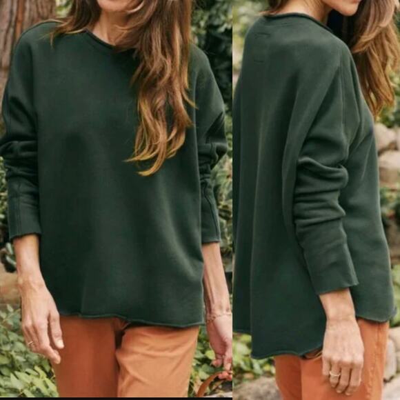 Frank & Eileen Anna Long-Sleeve Capelet Sweatshirt In Evergreen Size Medium New - Picture 1 of 13